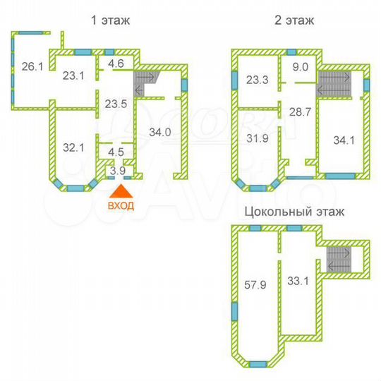 Коттедж 370 м² на участке 20 сот.