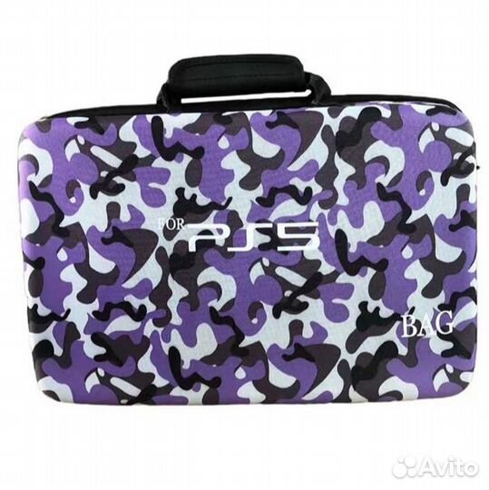 Кейс сумка для ps5 фиолетовая (камуфляж)