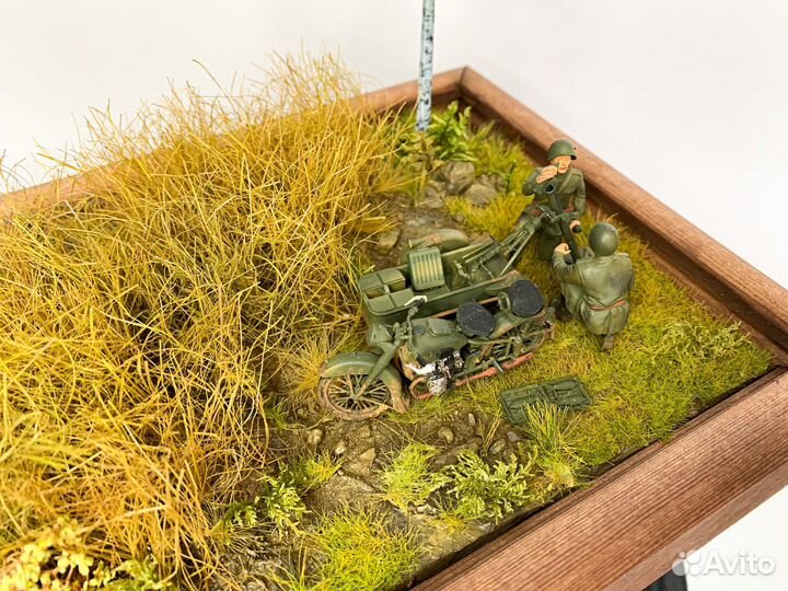 Диорама «Советский мотоцикл М-72 с миномётом»