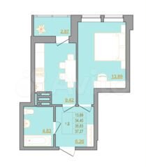 1-к. квартира, 37,3 м², 7/22 эт.