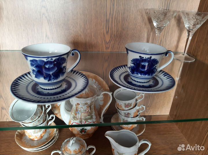 Чашка с блюдцем Гжель, 2шт