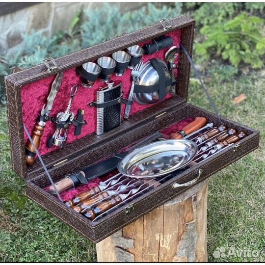 Набор шампуров Элит Дипломат в коробе кожзам 6 шам