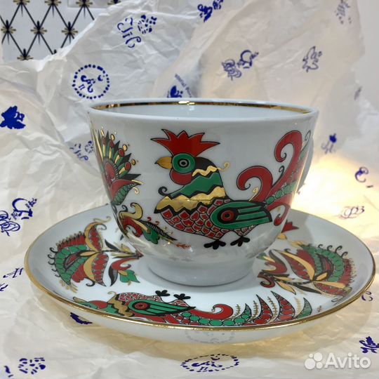 Чашка с блюдцем чайная Два петуха ифз(лфз)