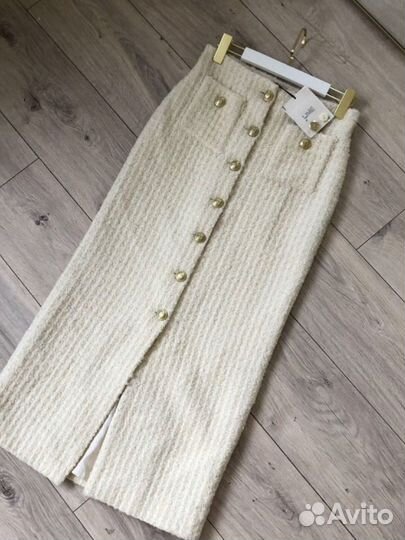 Юбка твидовая шерсть XS новая lime 12storeez