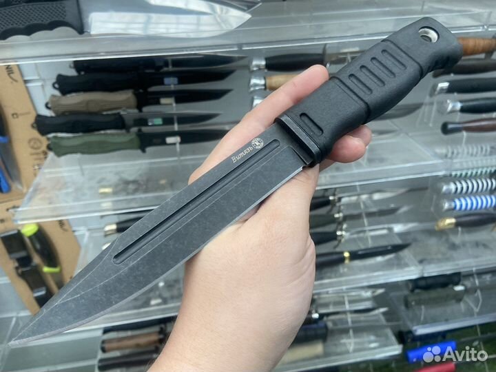 Нож Витязь Black из стали Aus-8,ножны Molle