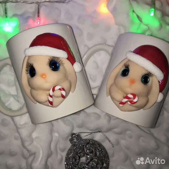 Кружка с декором сувенир подарок зайка девочка