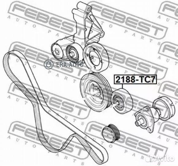 Febest 2188TC7 ролик обводной\ Ford Tourneo/Connect 1.8TDCi 02