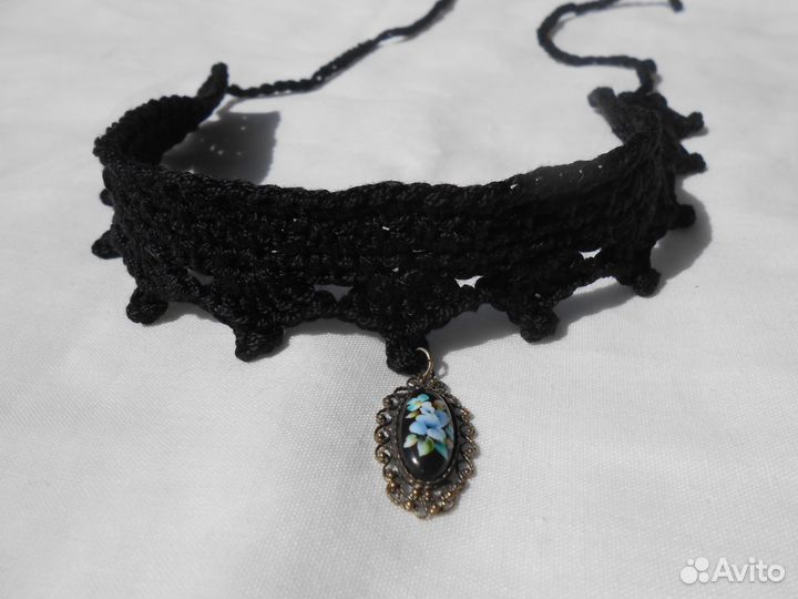 Бархотка с кулоном черная готик украшение на шею