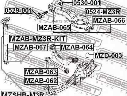 Febest Комплект сайлентблоков задней тяги mazda 3 BK 2003-2008 mzab-MZ3R-KIT