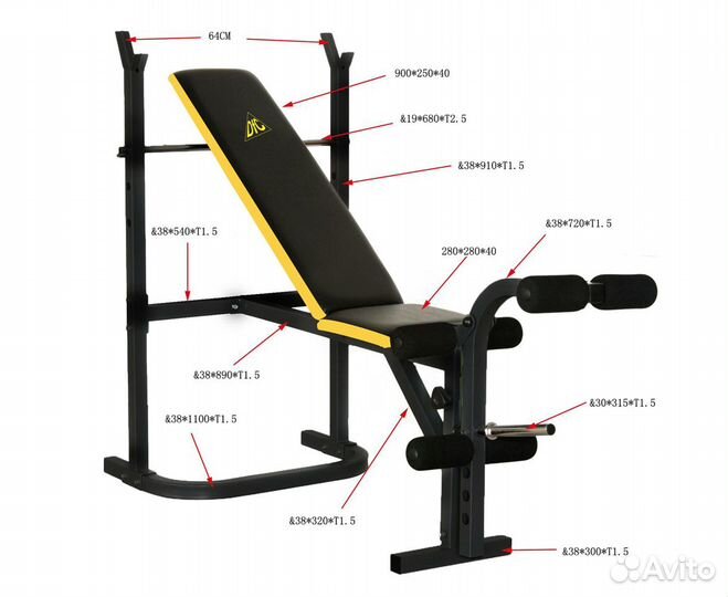 Силовая скамья со стойками DFC D003