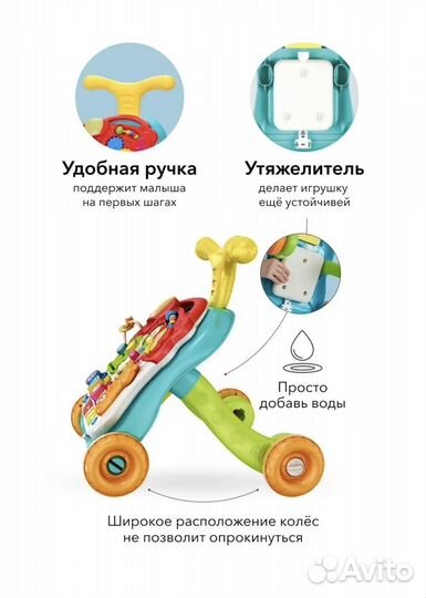 Каталка бизиборд ходунки Happy Baby