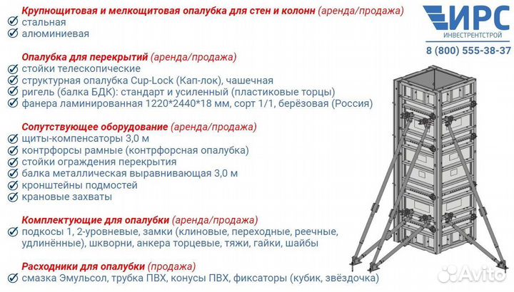 Опалубка колонн. Аренда и продажа