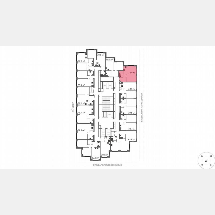 1-к. квартира, 38,6 м², 9/43 эт.