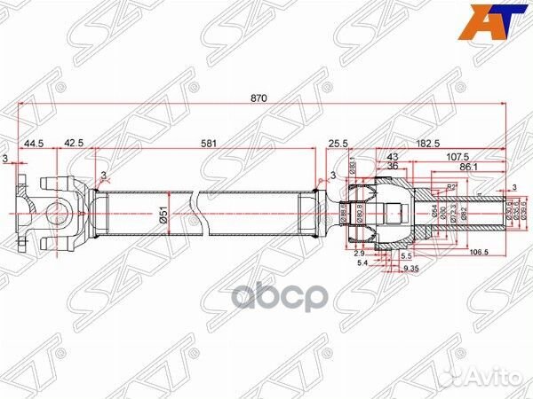 Вал карданный перед mitsubishi pajero IV V97W 0