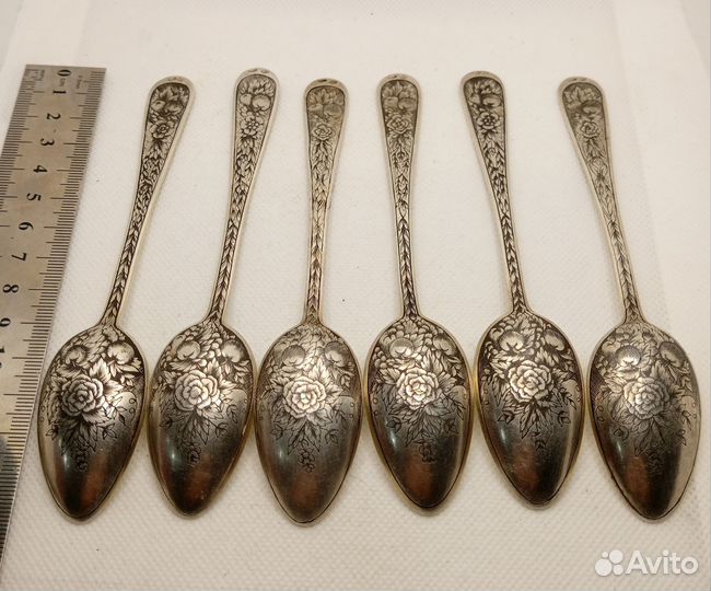 Ложки серебро 875 пробы Северная чернь