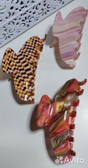 Заколка для волос краб мраморный