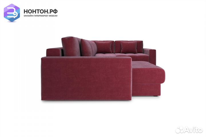 Диван п-образный тик-так Монарх бордовый