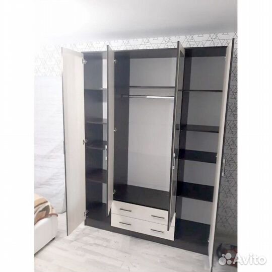 Шкаф Квадро с зеркалами Венге