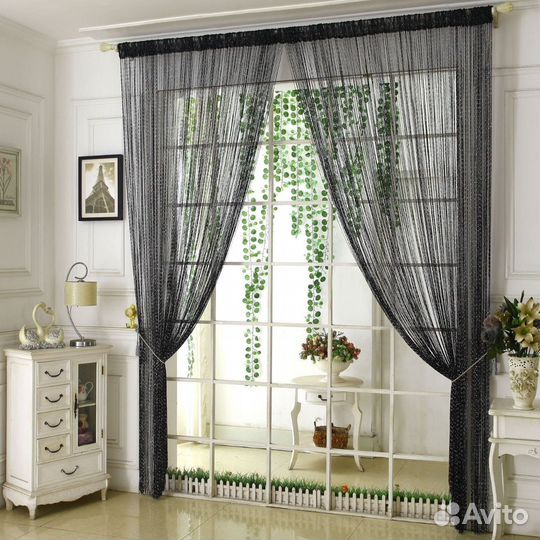 Шторы макраме (нити, занавески, веревки)