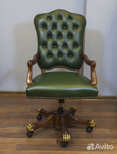 Кресло для кабинета натуральная кожа массив