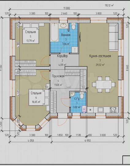 Дом 80 м² на участке 7 сот.