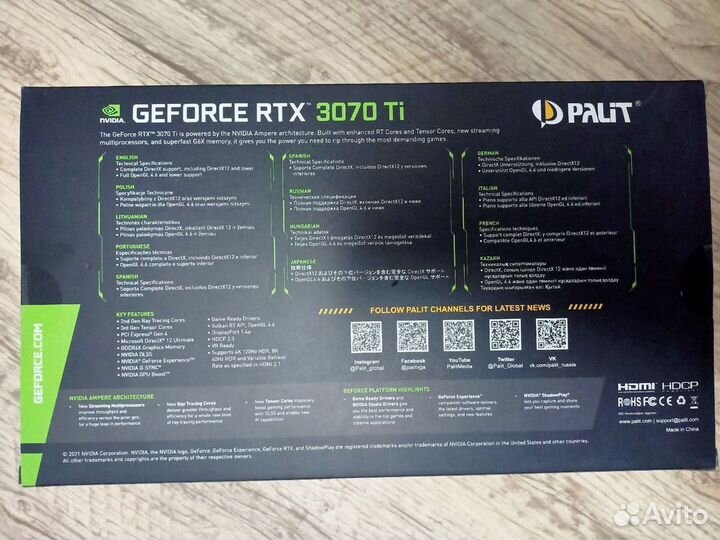 Видеокарта Palit GeForce RTX 3070 Ti GamingPro