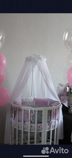 Детская кроватка с маятником круглая/овальная