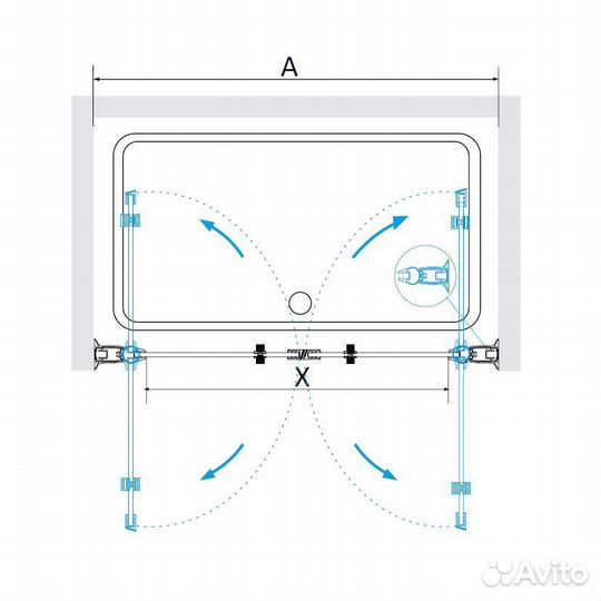Душ. дверь RGW x195 Хром/Прозрач. 060810408-11