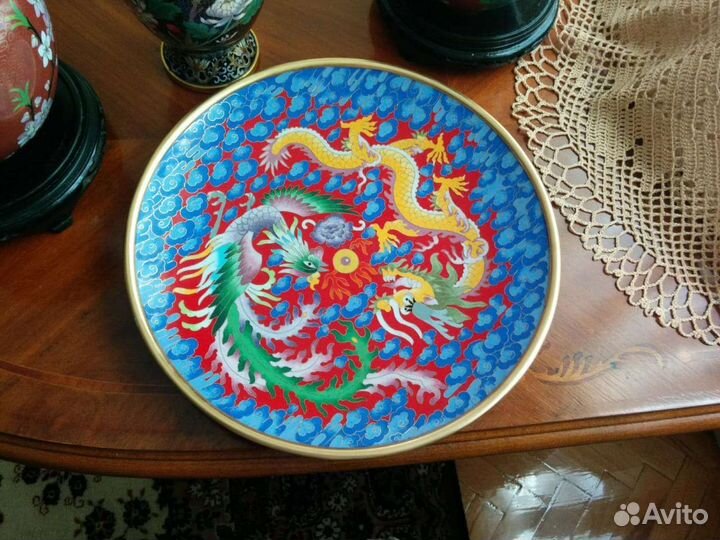 Большое блюдо клуазоне эмаль