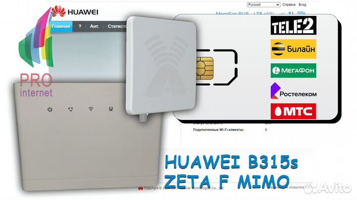 Роутер huawei B315s-22+zeta F mimo