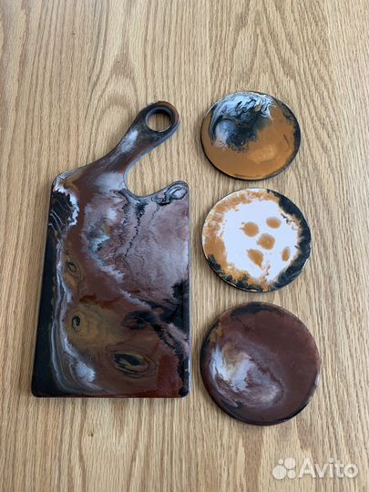 Набор с подносом для чая и кофе эпоксидная смола