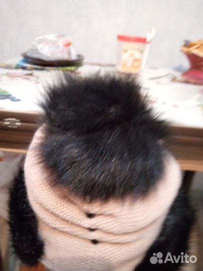 Шапка вязаная красивая отделка норка