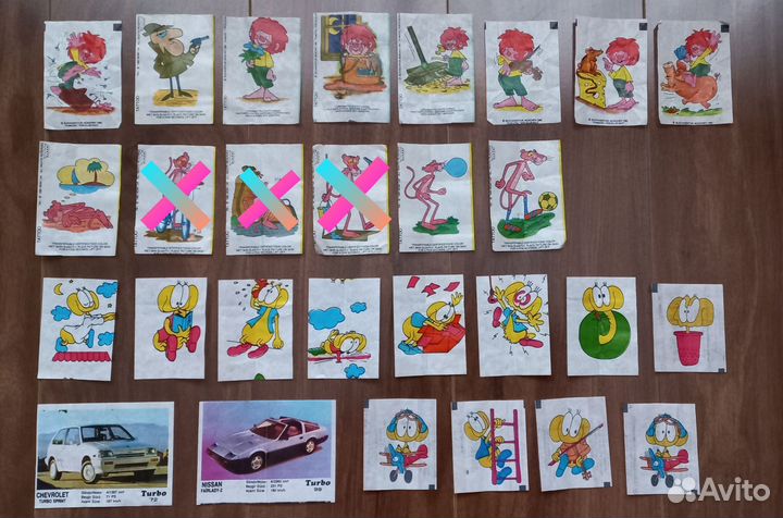 Вкладыши, наклейки, обёртки от жвачек