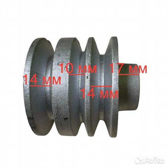 Шкив d-25 мм 3 ручья (металл) на мотобл. Ока/Каска