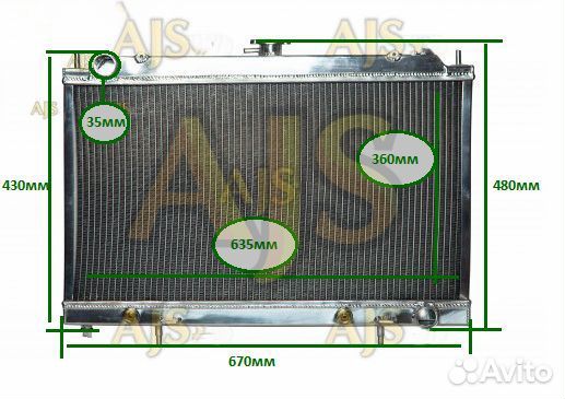 Радиатор алюминиевый Silvia S14-15, 240SX 60мм AJS
