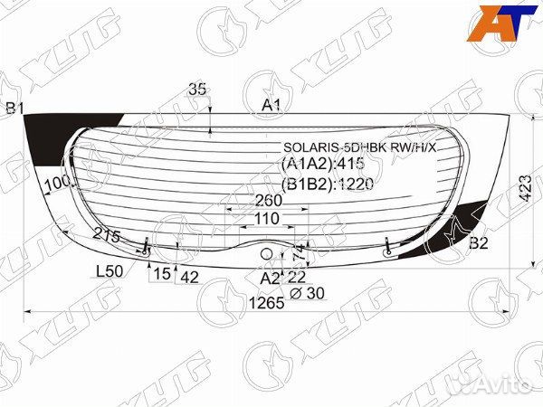 Стекло заднее hyundai solaris