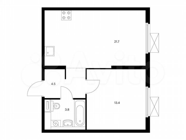 1-к. квартира, 43,4 м², 25/33 эт.