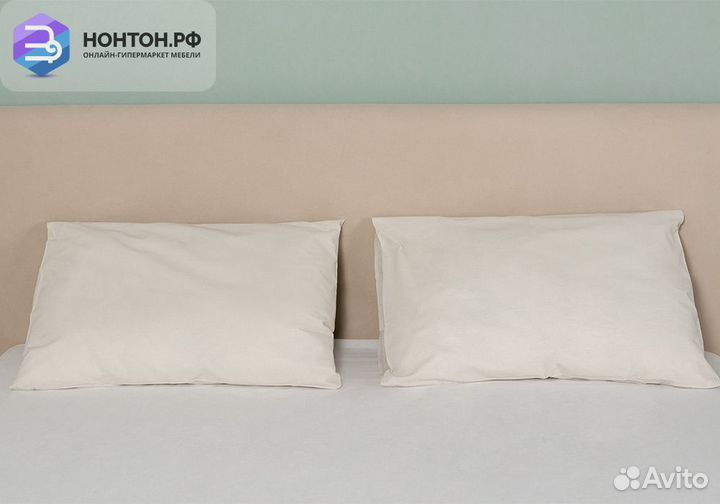 Кровать Микаса светло-бежевая / шоколадная