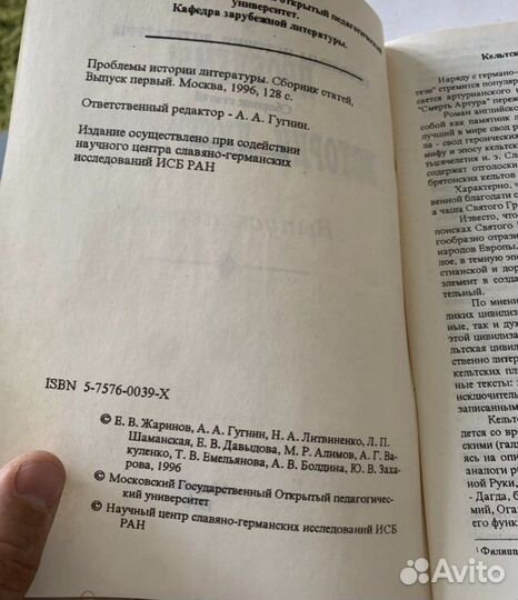 Проблемы истории литературы: Сборник статей 1996