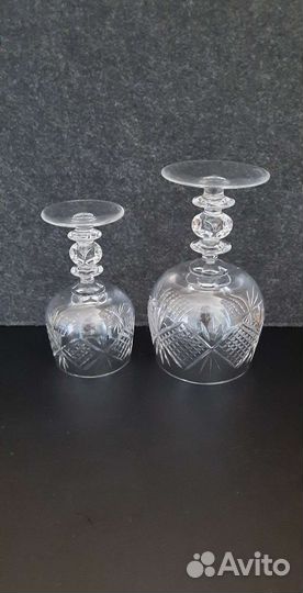 Редкий набор фужер+рюмка ручная работа винтаж