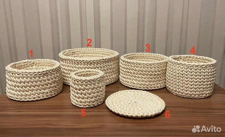 Вязаные корзинки для интерьера