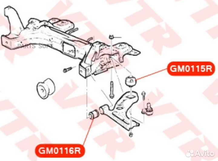 VTR GM0116R Сайлентблок рычага передней подвески, передний