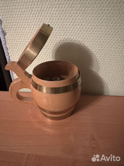 Пивая деревянная винтажная кружка