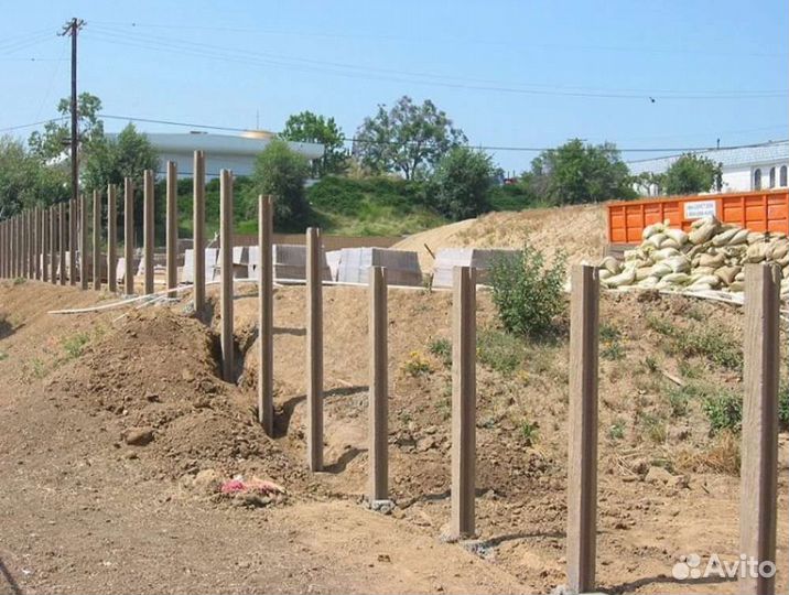 Ограждение,бурение,установка столбов(бетон)