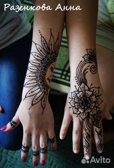 Роспись хной, мехенди, временная татуировка