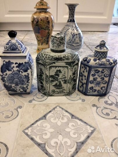 Чайницы китайские, ваза, винтаж, сацума