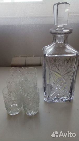 Графин хрустальный СССР, сахарница, рюмки