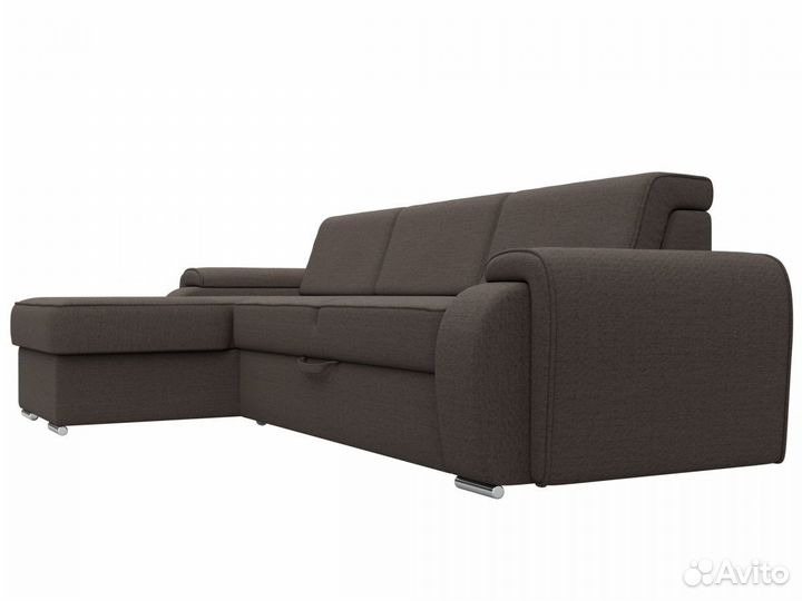 Диван угловой Лига-025 левый угол, рогожка, амур коричневый