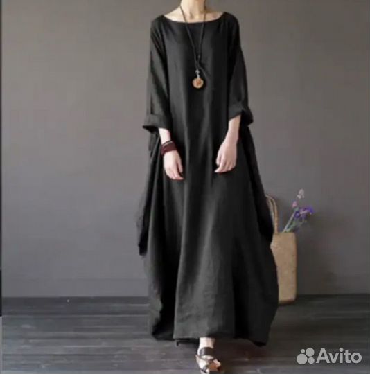 Платье хлопок/лён