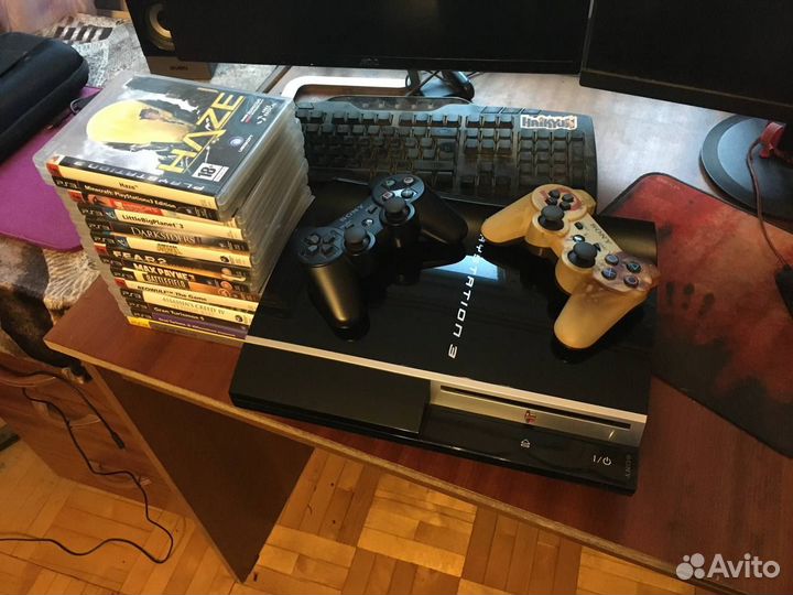 PS3 Fat 80gb + 2 джойстика + Игры
